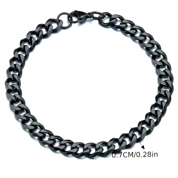 Black Cuban Link Bracelet | Thick Titanium Steel Men’s Chain Jewelry - Picture 4 of 5